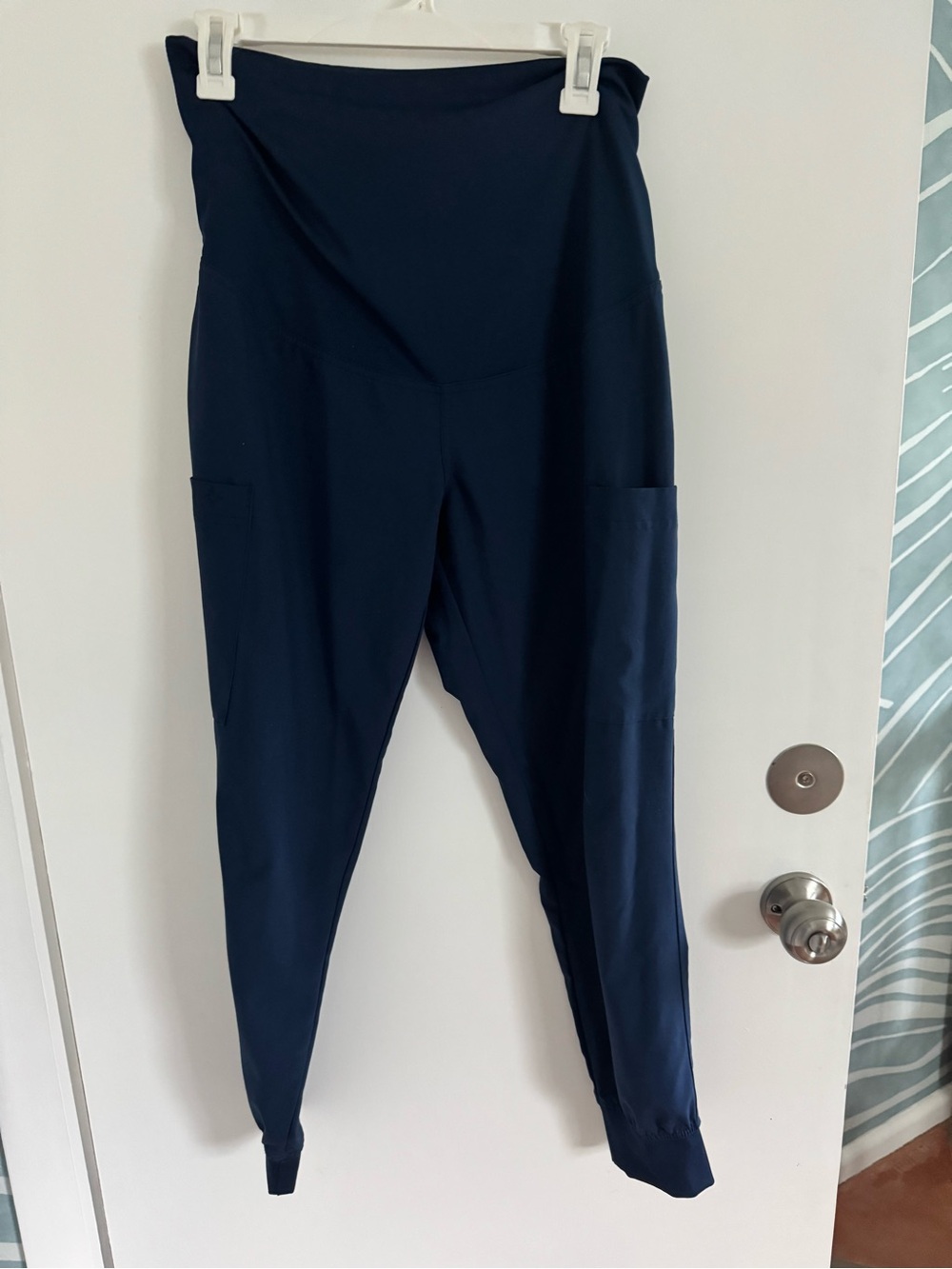 Med Couture Navy High-Rise Track Joggers with Side Pockets